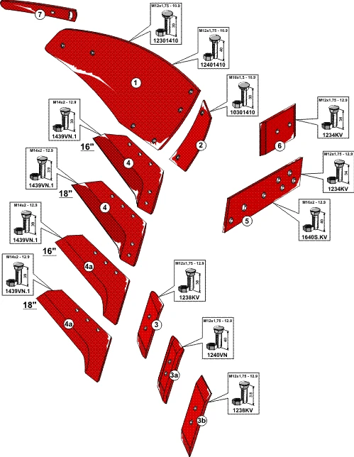 Explosionszeichnung Vogel und Noot Pflugkörper Typ UL430